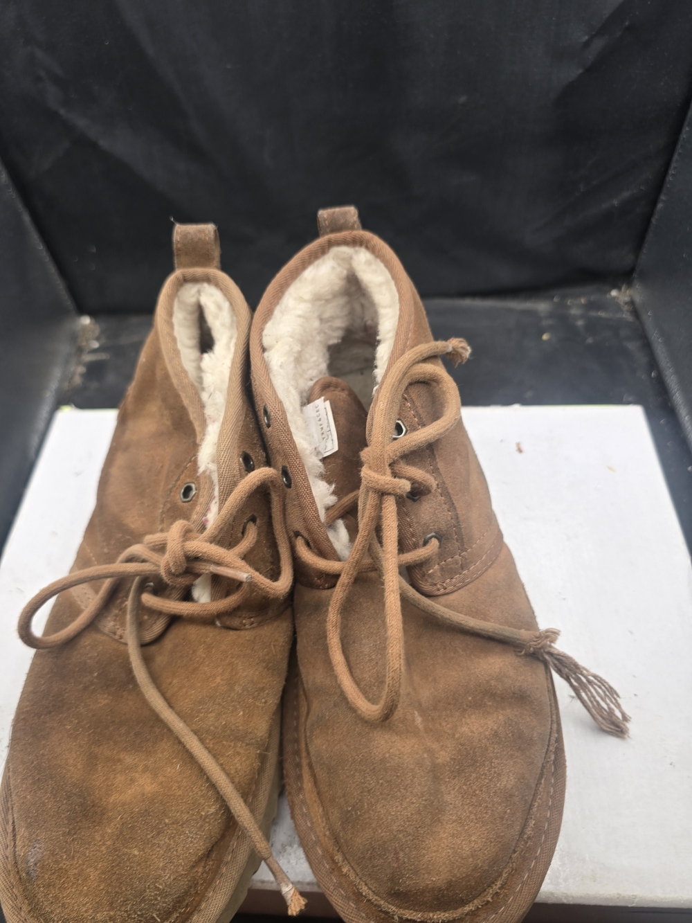 UGG Chestnut Suede Lace-Up Shearling Boots